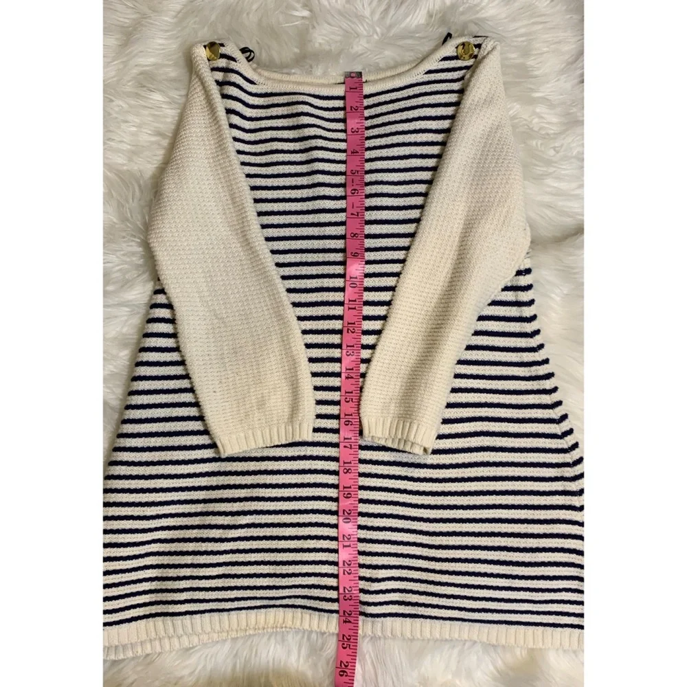 H & M Blue & White Stripped Long Sweater size small